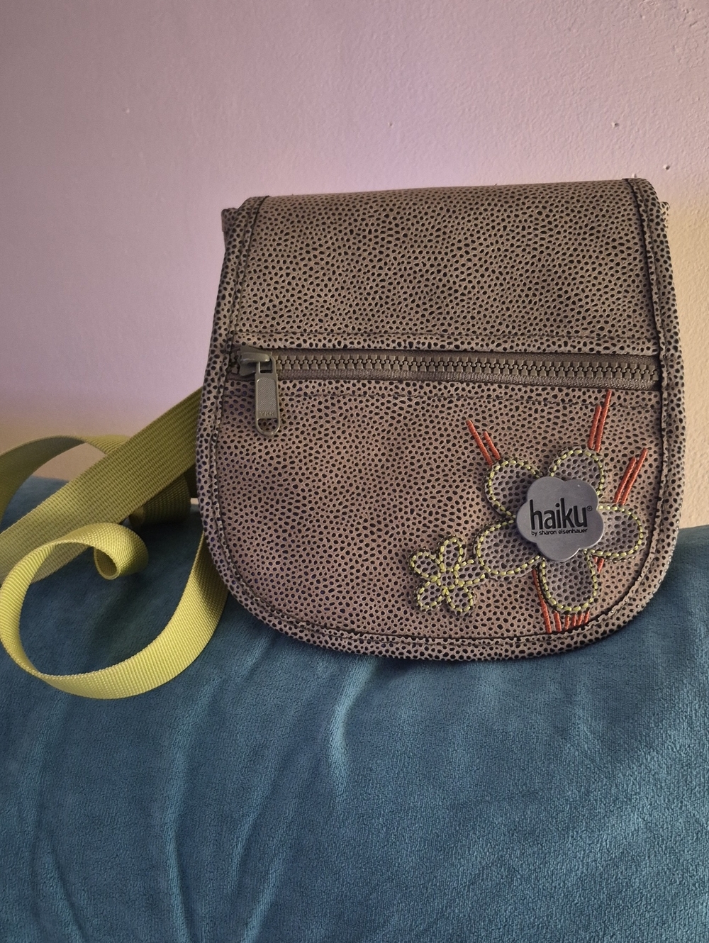 Haiku Crossbody Bag Floral Brown Vegan Leather Handbag Purse With Leaf Design